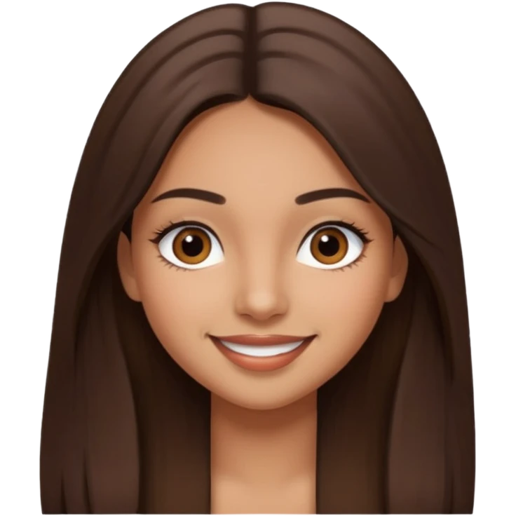 latina girl with straight long brown hair, dark dark brown eyes and lashes emoji
