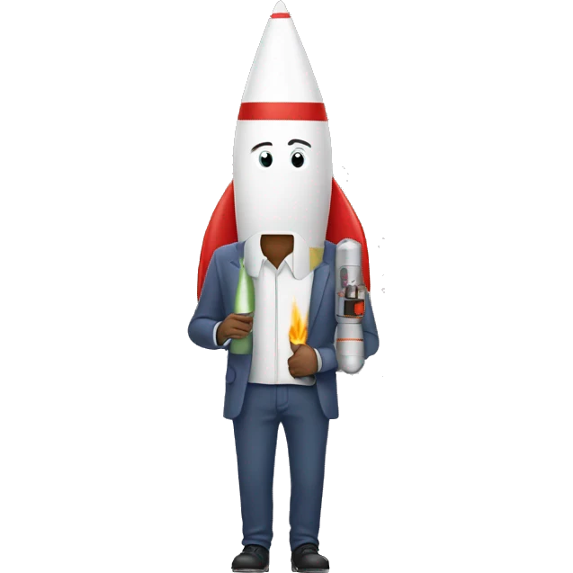 a man holding an rocket emoji