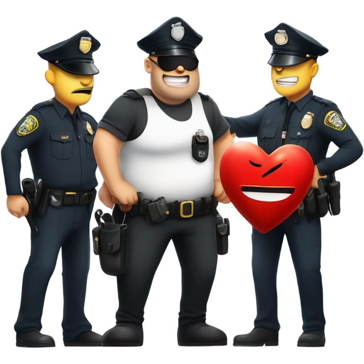 Criminal Cartoon Heart getting hand cuffed by police emoji