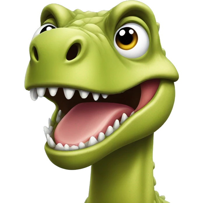 Dinosaur with silly face emoji