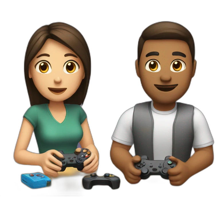 couple playing video game together emoji