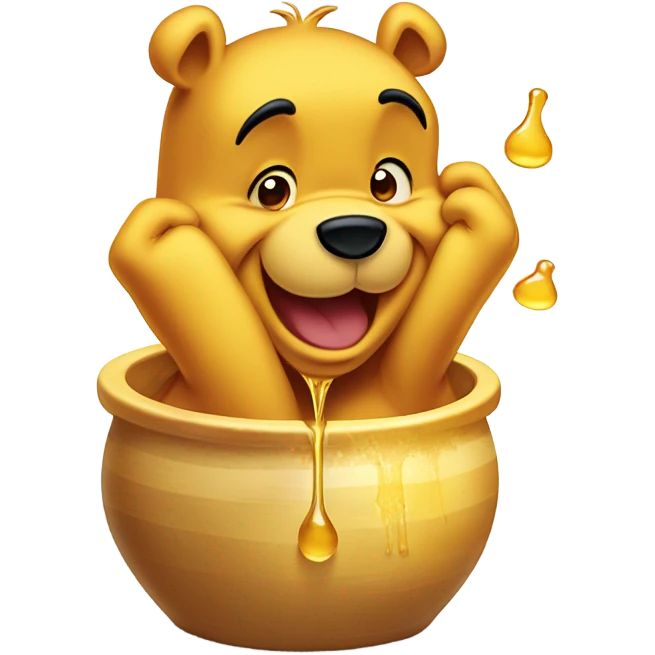 Winnie the Pooh with face stuck in honey pot emoji