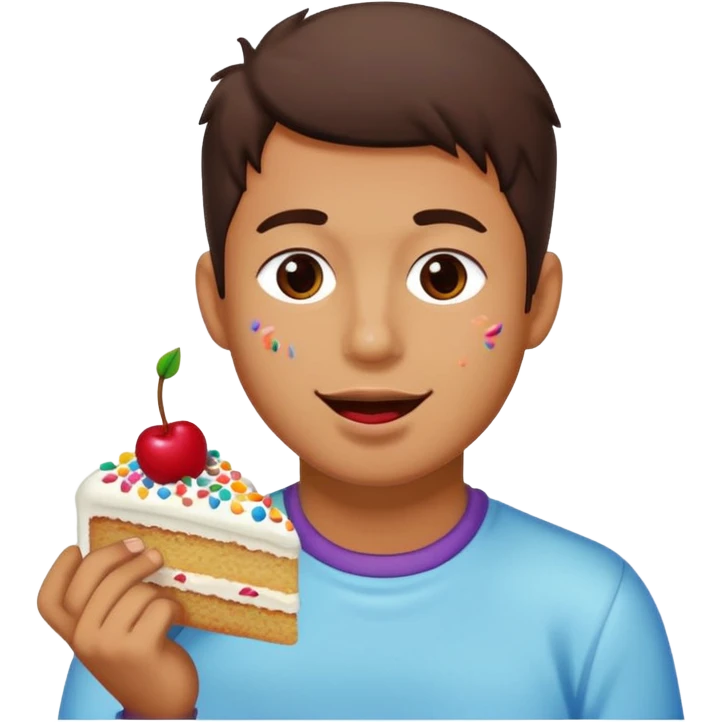 man enjoying eating a cake emoji