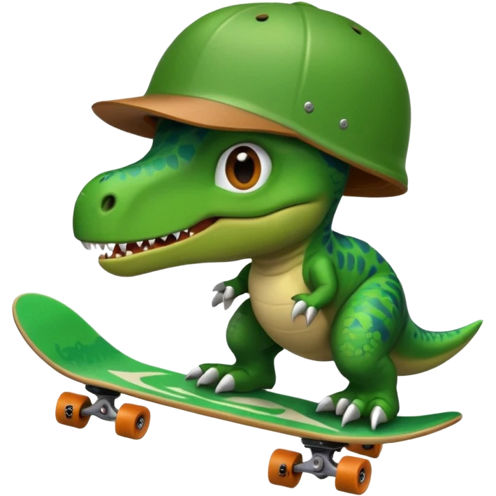 dinosaor with skateboard helmet emoji