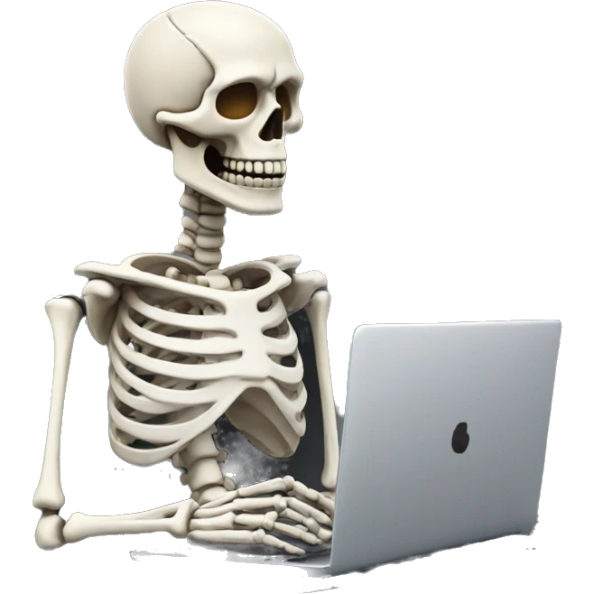 skeleton infront of coputer emoji