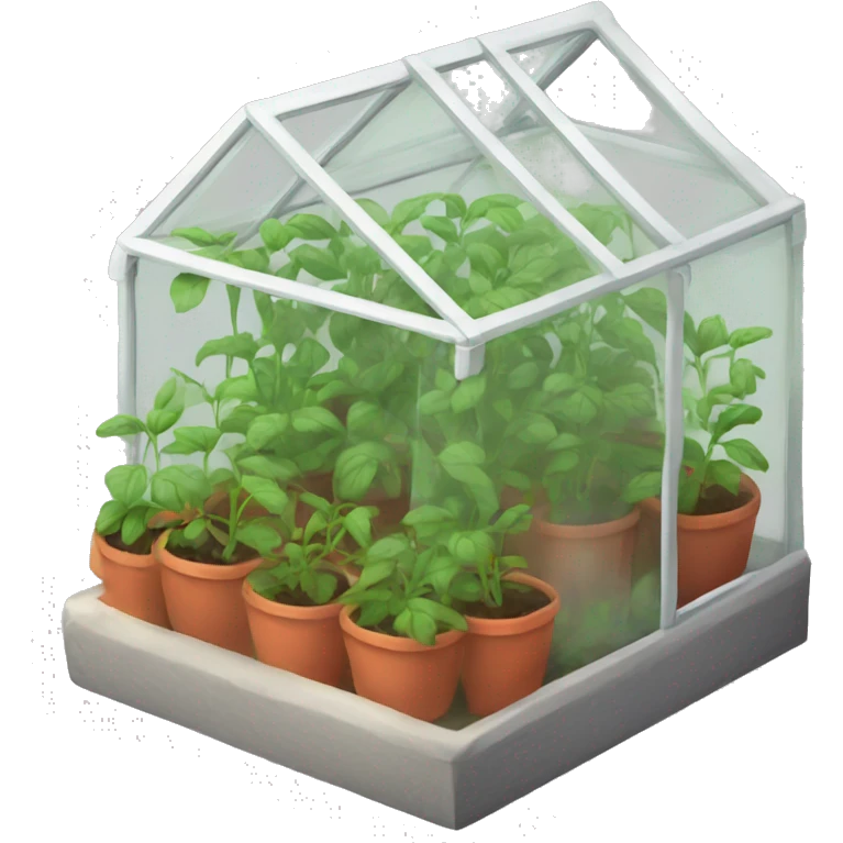 mini greenhouse with a single tomato plant emoji