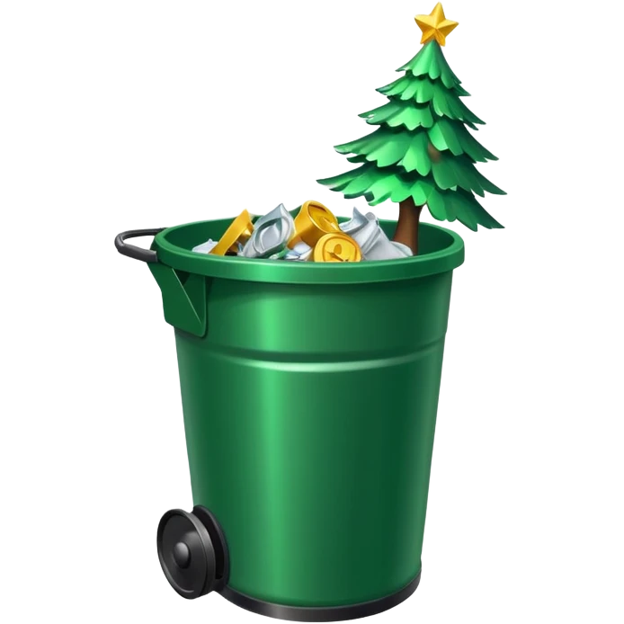 🎄New Year tree inside trash can 🗑️ emoji