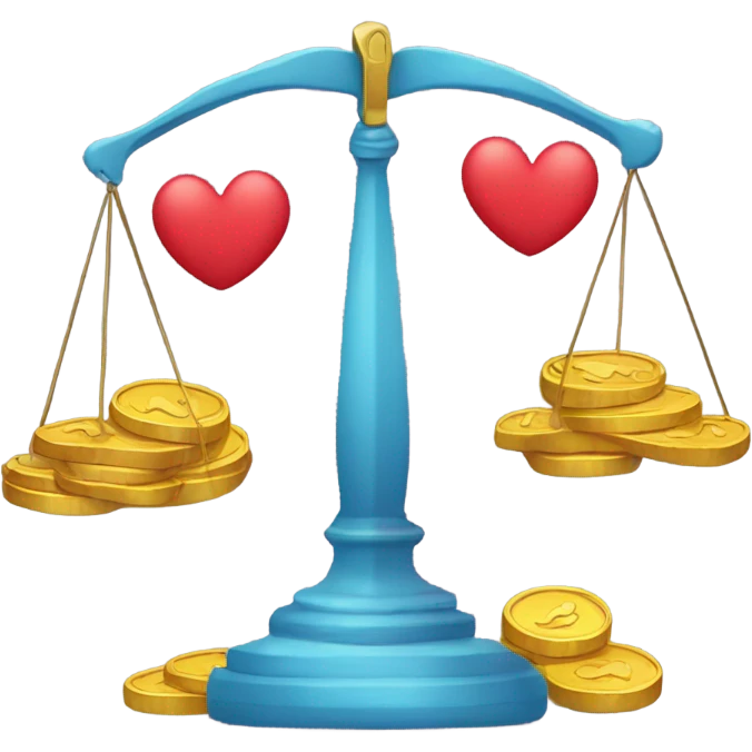 Scales: on one side -  heart and on the other - coins emoji