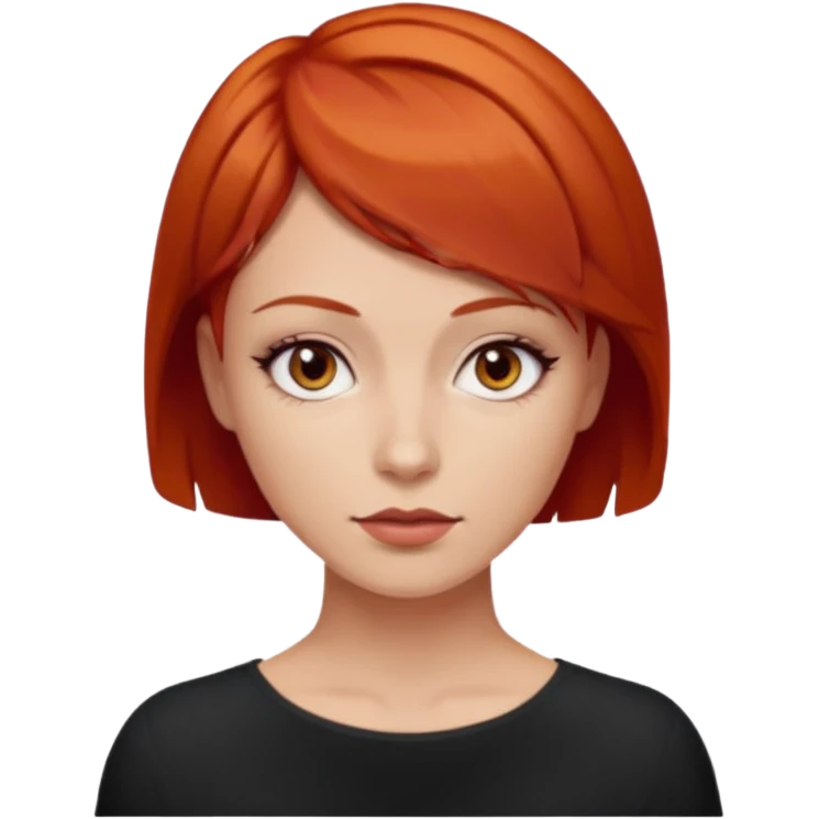 women with very short red hair and dark eyes emoji