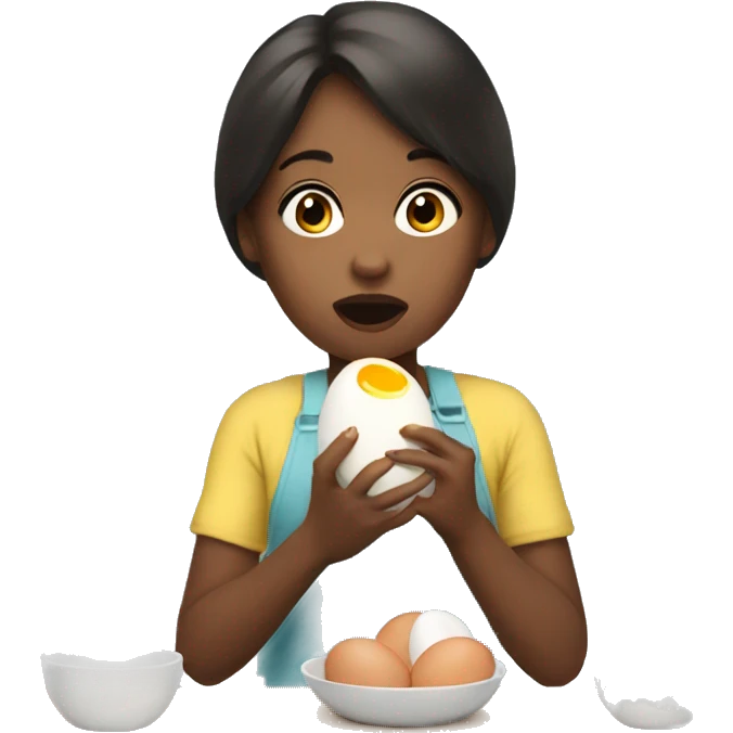 a girl eating boiled eggs emoji
