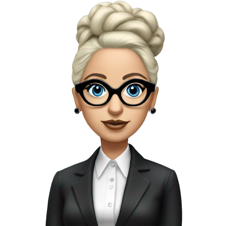 Lady gaga blue eyes black glasses realistic updo  emoji
