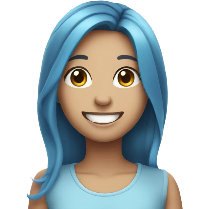 smiling girl in blue sky emoji