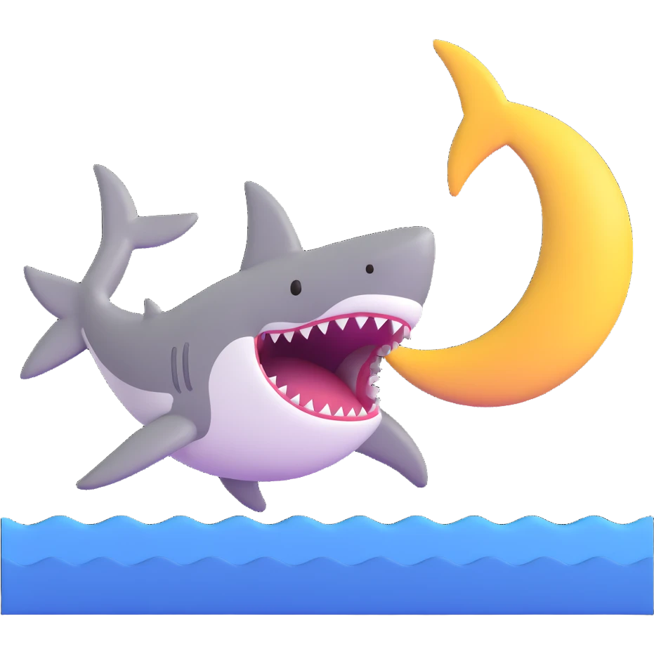moon with a shark emoji