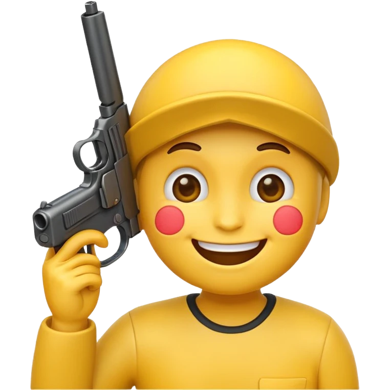 emoji holding gun to head while smiling emoji