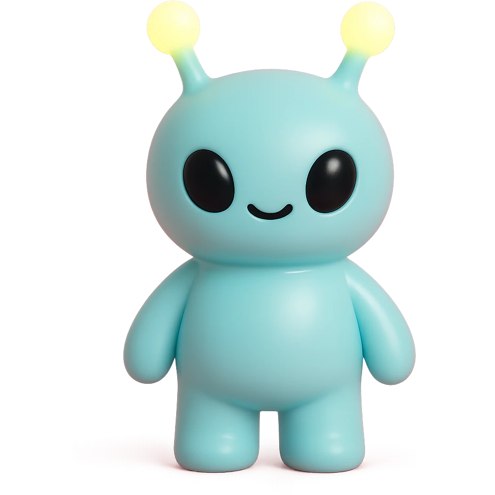 alien with glowing antennae, friendly expression emoji