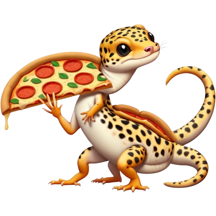 leopard gecko stealing slice of pizza emoji