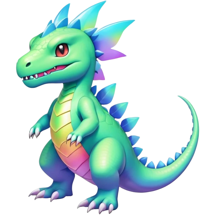  Cool Divine Cute Vibrant Pastel Bright Colorful Iridescent Modern Digimon-Druddigon-Fakemon-Reptile full body emoji
