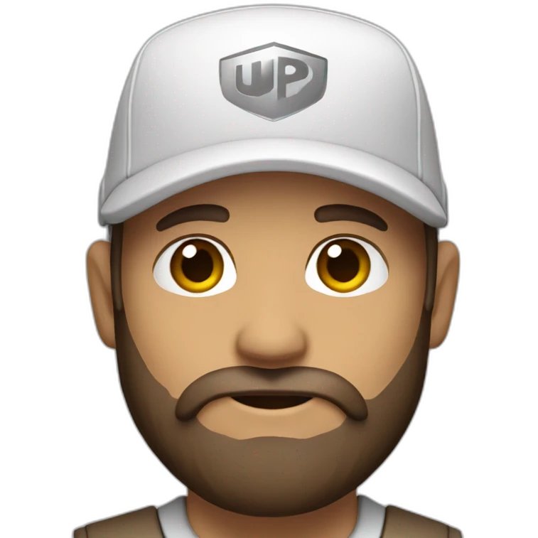 White UPS delivery man with long beard emoji