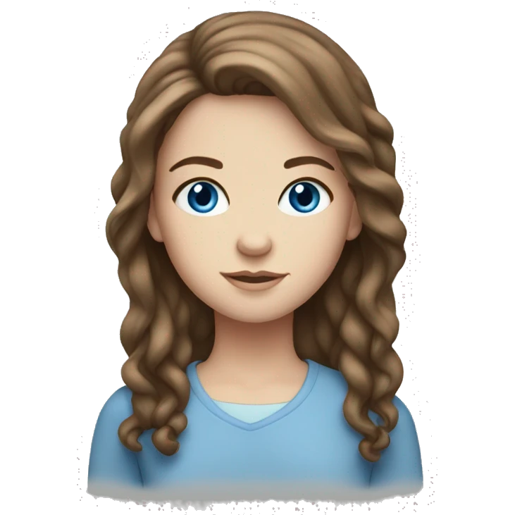 white girl with brown hair and blue eyes emoji