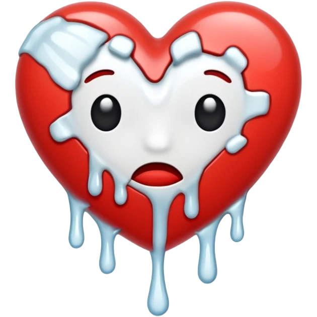 The broken heart emoji in white with sticky white liquid Ozzing out of it emoji