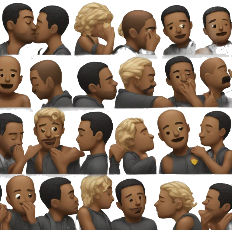Black men kissing emoji