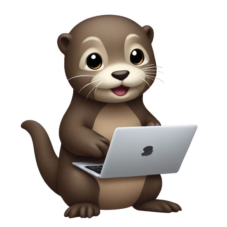 Cute otter holding an MacBook emoji