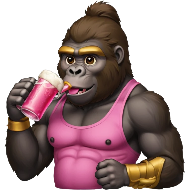 Buff gorilla drinking pink beer  emoji
