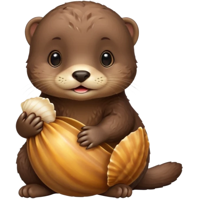 baby otter hold a shell emoji