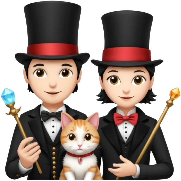 magician couple and their pet cat emoji