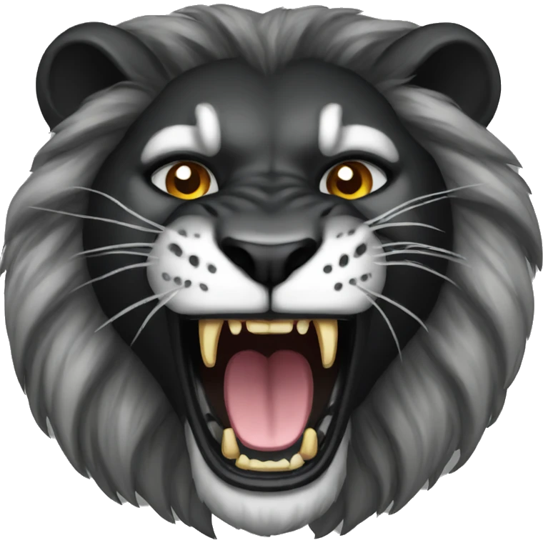 Roaring black lion emoji