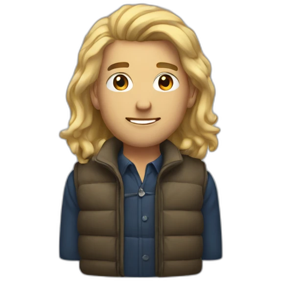 Finance bro with light hair and puffer vest emoji