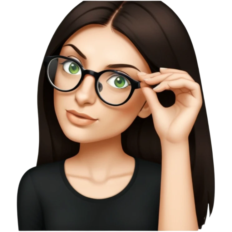 female, black shirt, long black hair emoji