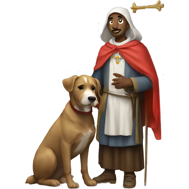 saint martin helping the poor with his emoji