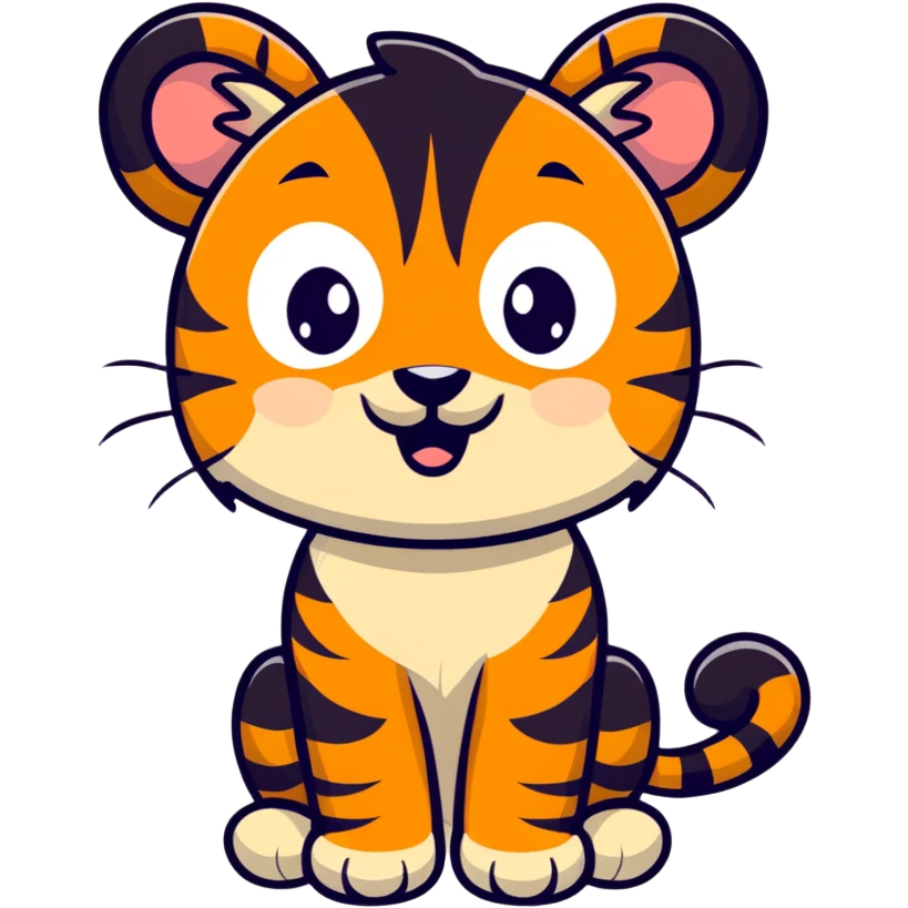 cute cartoon tiger with big eyes emoji