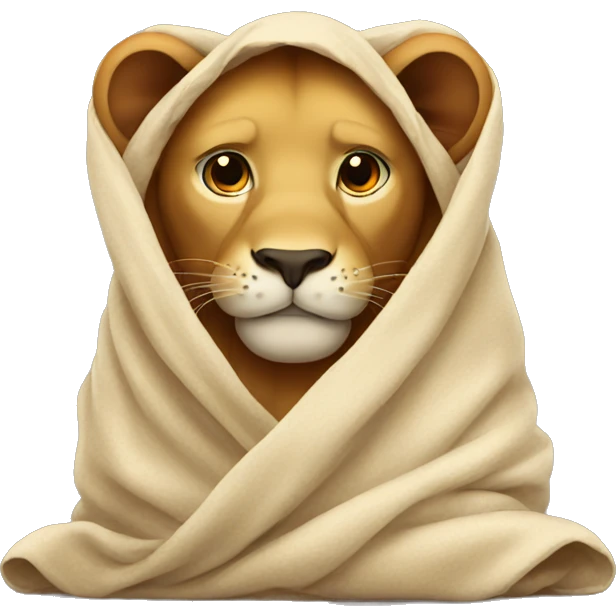 lion wrapped in blanket emoji