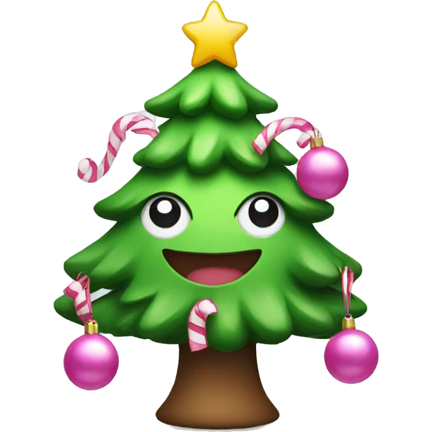 Cute christmas tree with pink decorations emoji