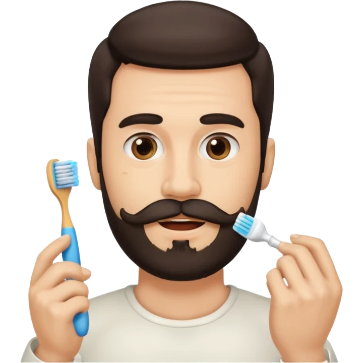 turn his beard into a tooth brush mushtache emoji
