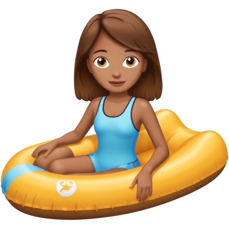 Girl with brown hair on a pool float emoji