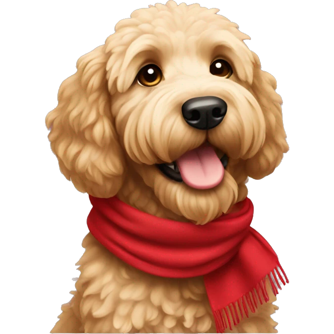 Goldendoodle with red scarf emoji