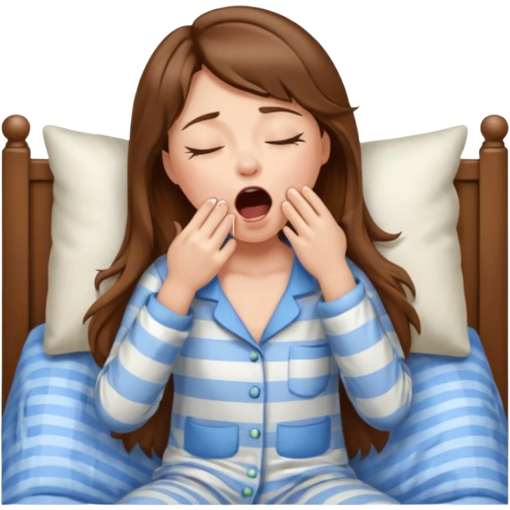 sleepy brown hair girl yawning in her pjs emoji
