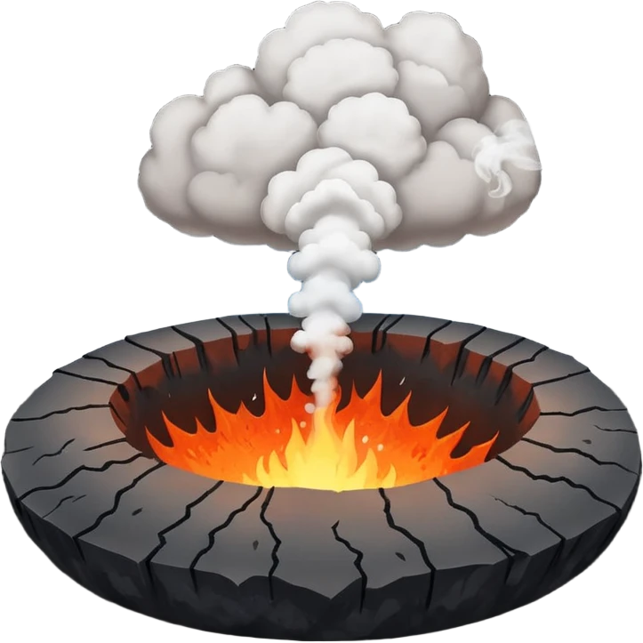 A smoking crater releasing dark ash clouds. emoji