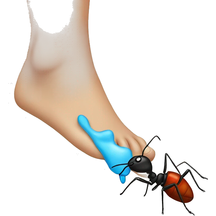 Human foot stepping on an ant emoji