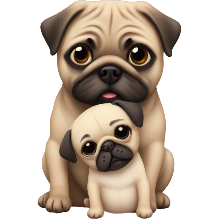 Pug with baby hugging  emoji