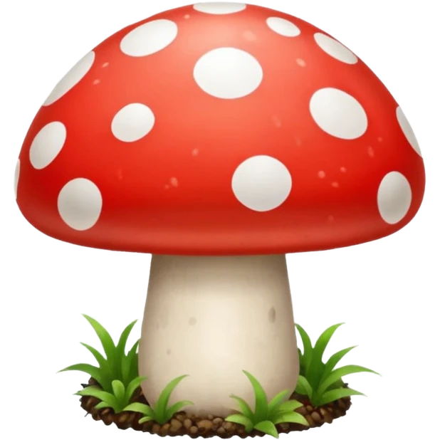 create a mushroom centred emoji, with a representation of the system behind it - an idea of being connected to a regenerative system and growth. Make the mushroom red and white emoji