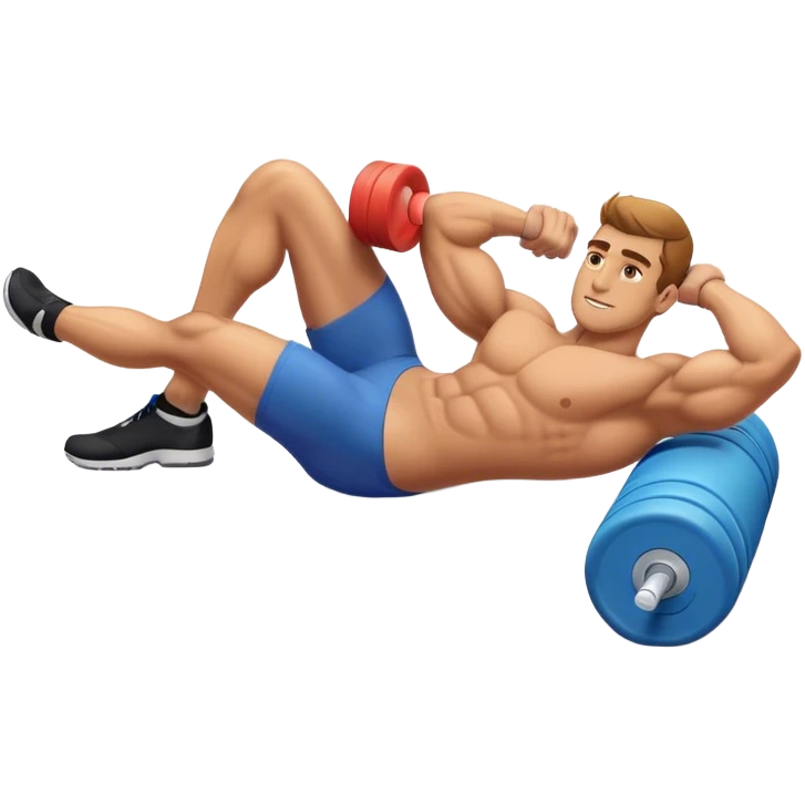 buff guy lying lats down on foam-roller emoji
