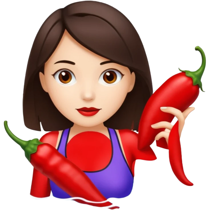 Langrenn ski, bading, brunette, jente, chili emoji