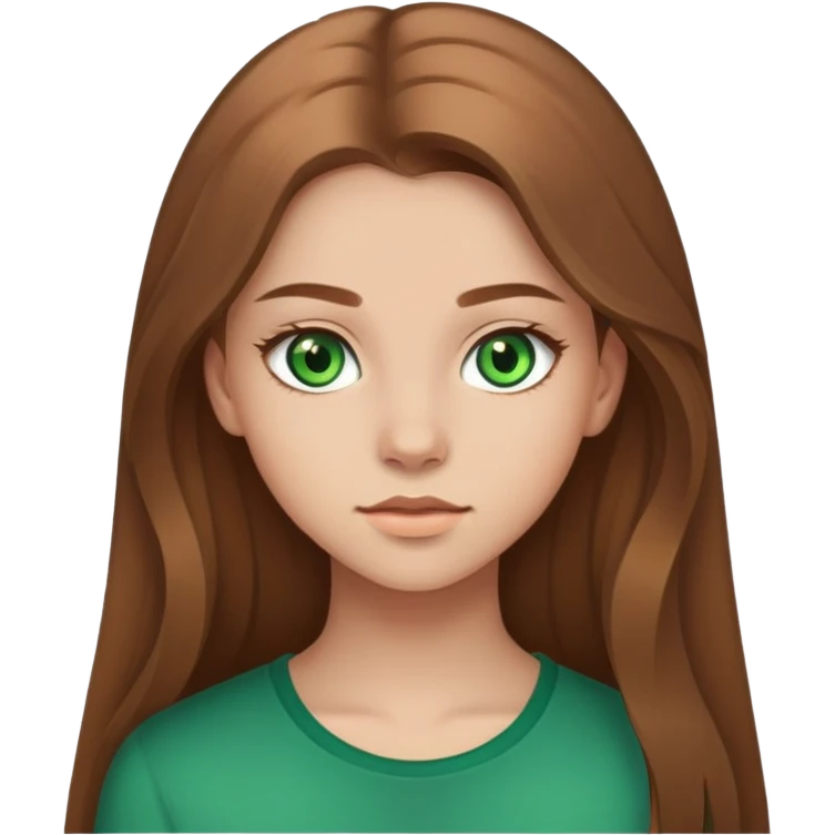 17-year-old girl with green eyes, light skin tone, long brown hair emoji