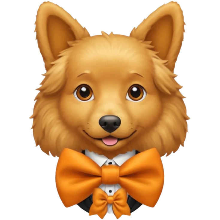 golden dog with orange bow tie emoji