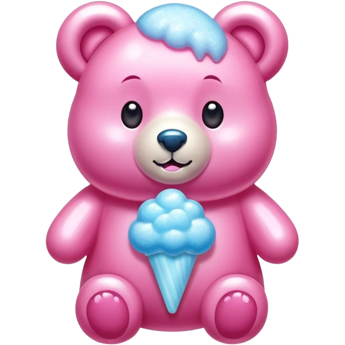 Bear-shaped glossy cotton candy with shiny, glazed appearance and glistening sugar crystals emoji