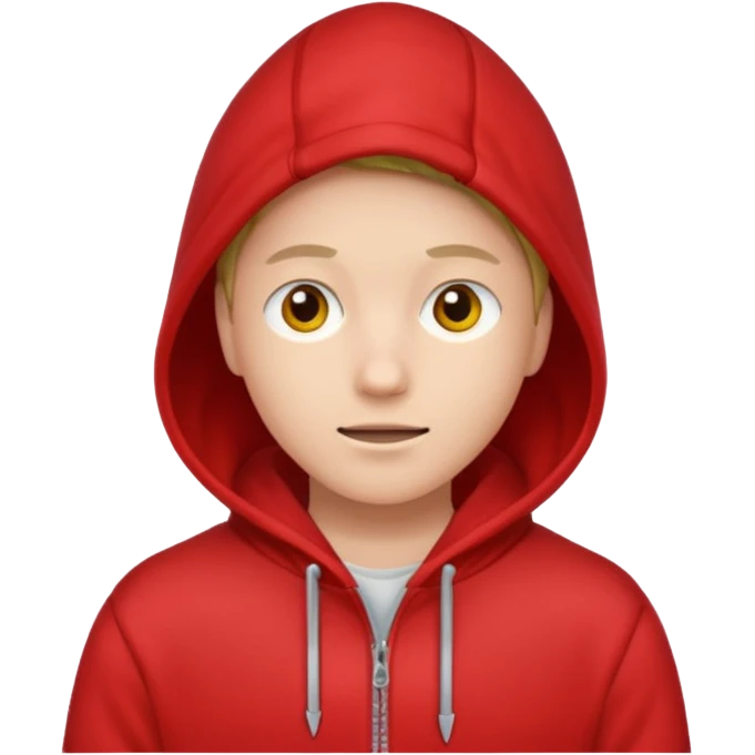 hoodie red simple, dont add laces and no face ore smile emoji